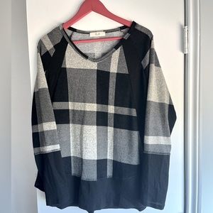 NWOT - Jade by Jane Black and Gray Plaid Long Sleeve Shirt